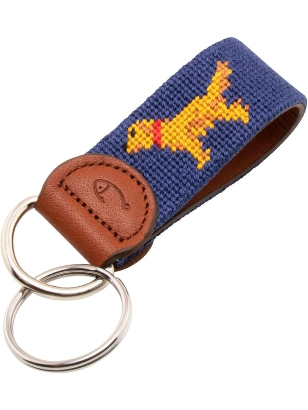 Hand-Stitched Leather Needlepoint Key Fob | Stylish Key Chain Accessory